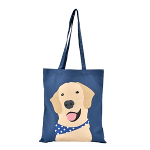 Dog print Canvas heavy duty shopper tote bag, Blue