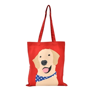 Dog print Canvas heavy duty shopper tote bag, Red