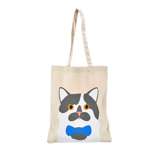 Cat print Canvas heavy duty shopper tote bag, Neutral