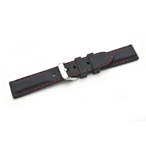 Birch Silicone Watch Straps Red Stitch Black 18mm