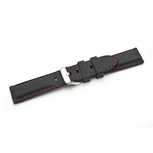 Birch Silicone Watch Straps Red Stitch Black 20mm